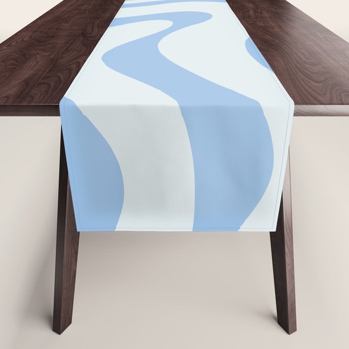 Soft Liquid Swirl Abstract Pattern Square In Powder Blue Table Runner
