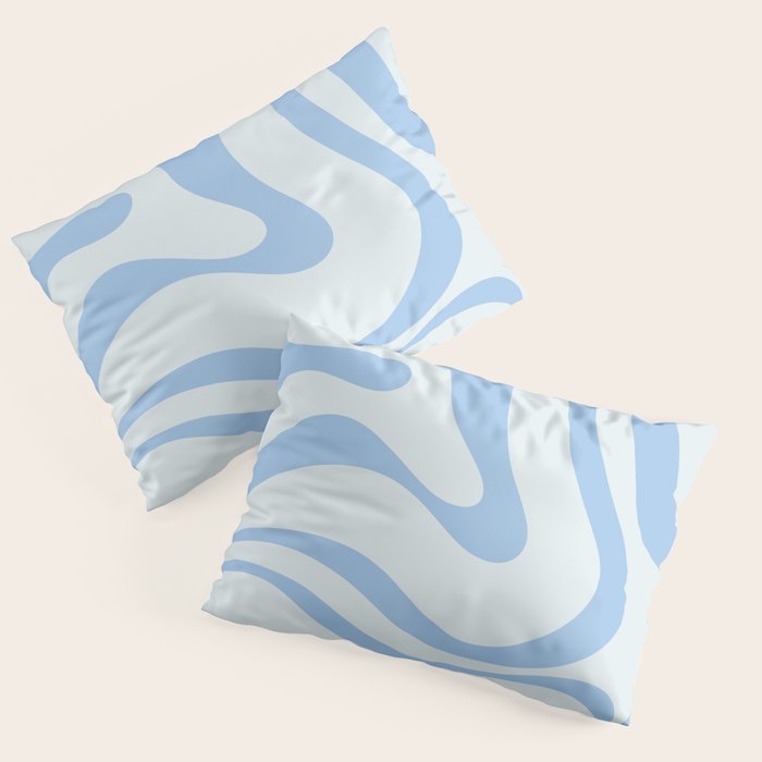 Soft Liquid Swirl Abstract Pattern Square In Powder Blue Pillow Sham