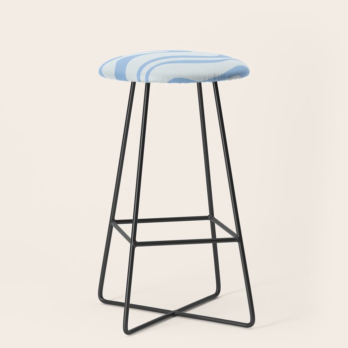 Soft Liquid Swirl Abstract Pattern Square In Powder Blue Stool
