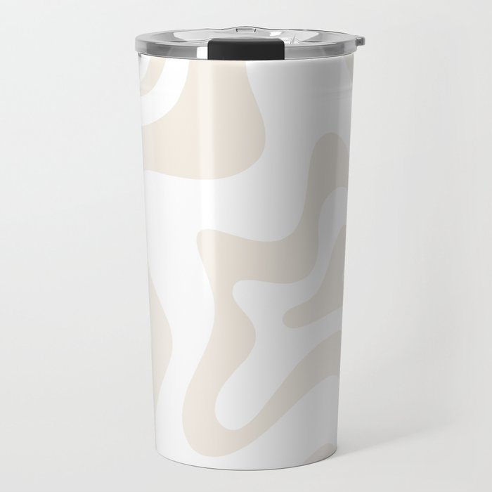 Liquid Swirl Abstract Pattern In Pale Beige And White Travel Mug