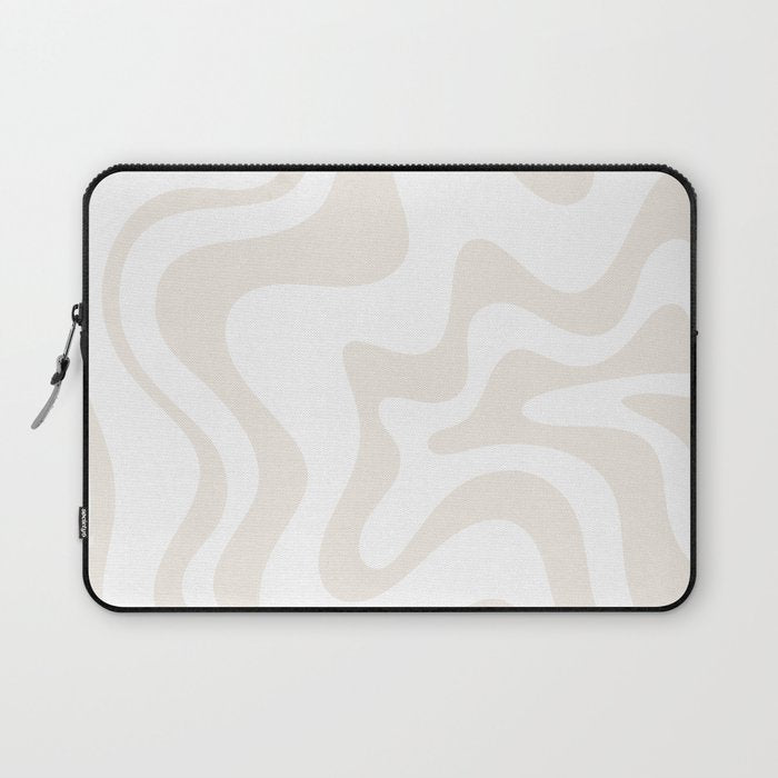 Liquid Swirl Abstract Pattern In Pale Beige And White Laptop Sleeve