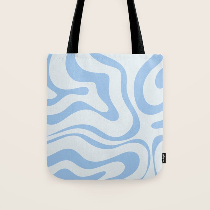Soft Liquid Swirl Abstract Pattern Square In Powder Blue Tote Bag