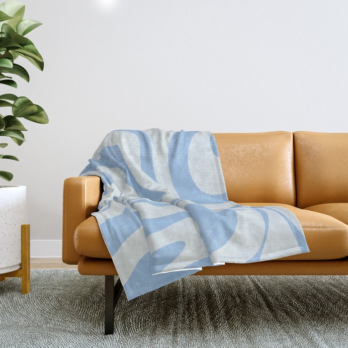Soft Liquid Swirl Abstract Pattern Square In Powder Blue Throw Blanket