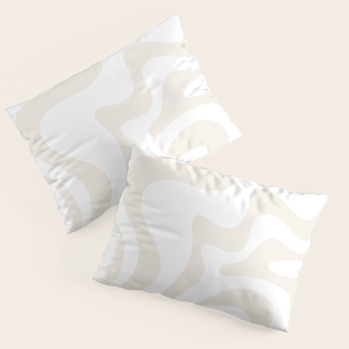 Liquid Swirl Abstract Pattern In Pale Beige And White Pillow Sham