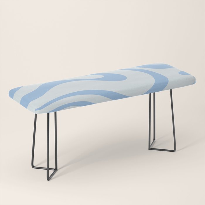 Soft Liquid Swirl Abstract Pattern Square In Powder Blue Bench