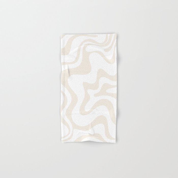 Liquid Swirl Abstract Pattern In Pale Beige And White Bath Towel