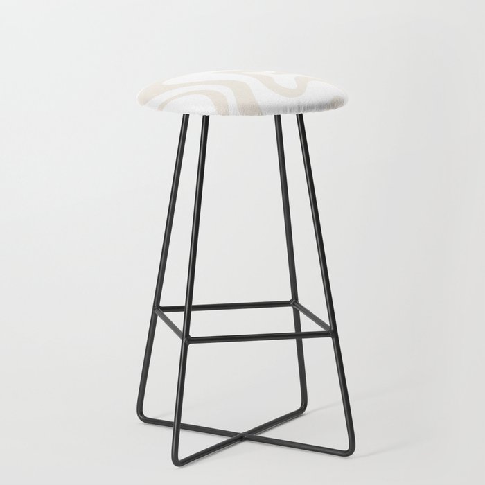 Liquid Swirl Abstract Pattern In Pale Beige And White Stool