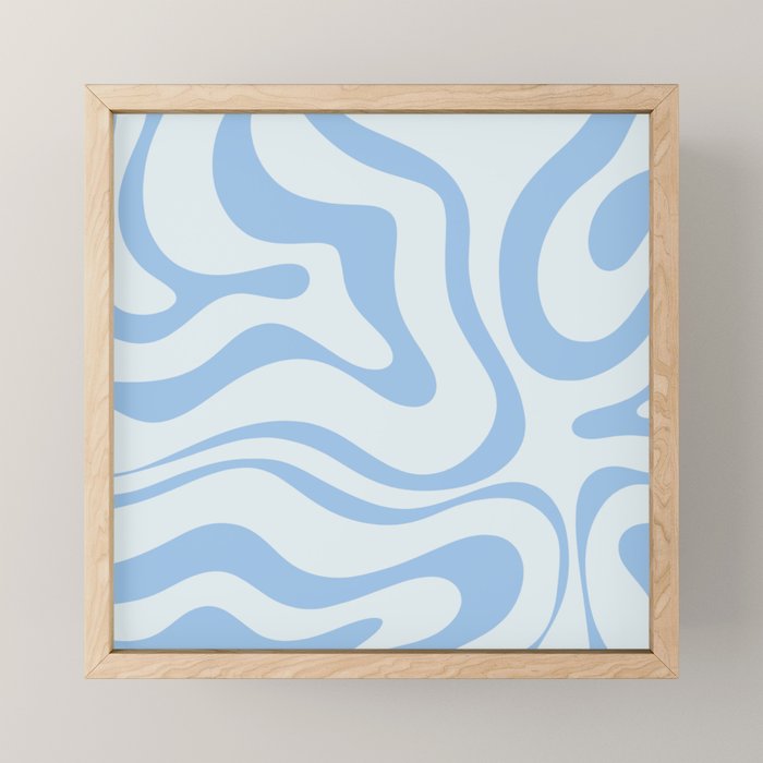 Soft Liquid Swirl Abstract Pattern Square In Powder Blue Mini Art Print