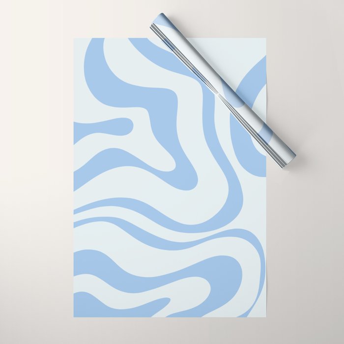 Soft Liquid Swirl Abstract Pattern Square In Powder Blue Wrapping Paper