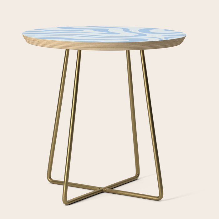 Soft Liquid Swirl Abstract Pattern Square In Powder Blue Side Table