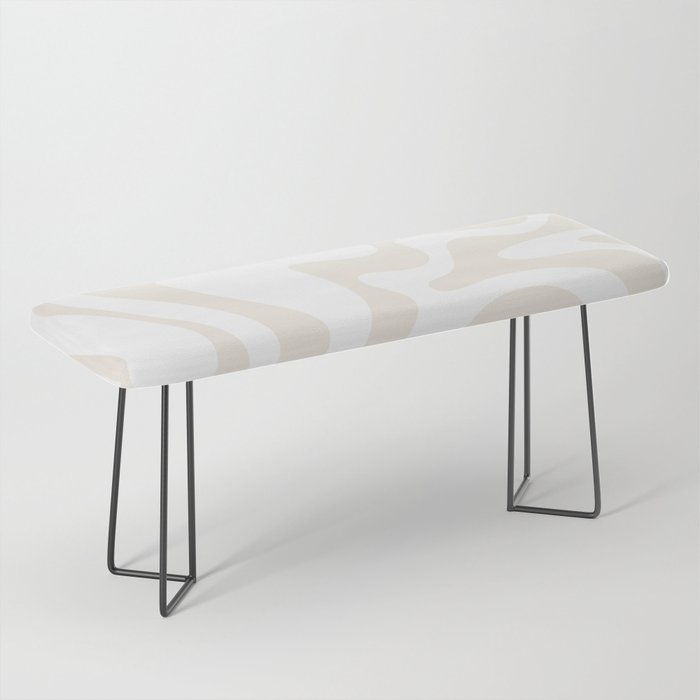 Liquid Swirl Abstract Pattern In Pale Beige And White Bench