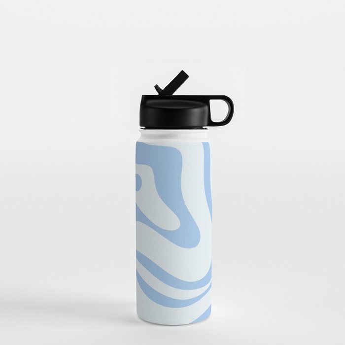 Soft Liquid Swirl Abstract Pattern Square In Powder Blue Water Bottle