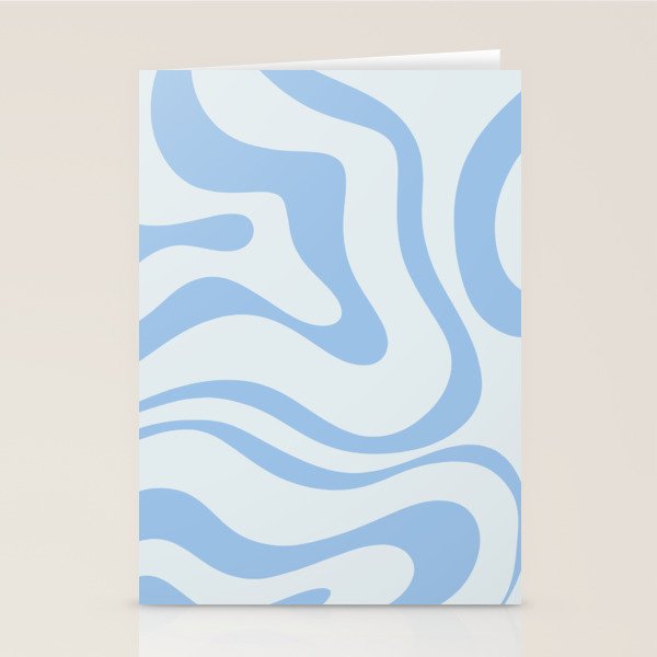 Soft Liquid Swirl Abstract Pattern Square In Powder Blue Stationery Card