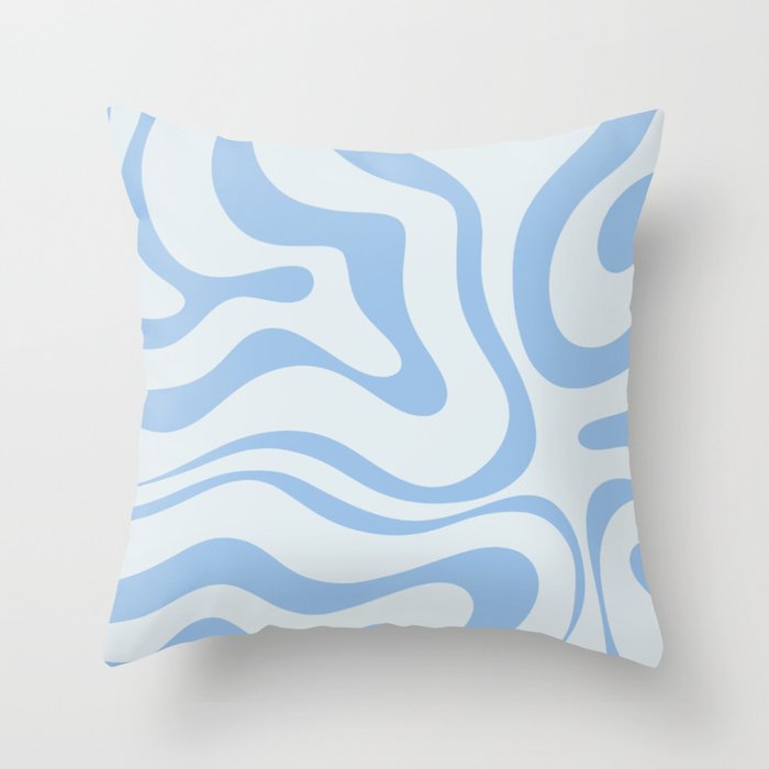 Soft Liquid Swirl Abstract Pattern Square In Powder Blue Throw Pillow