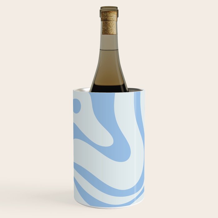 Soft Liquid Swirl Abstract Pattern Square In Powder Blue Wine Chiller