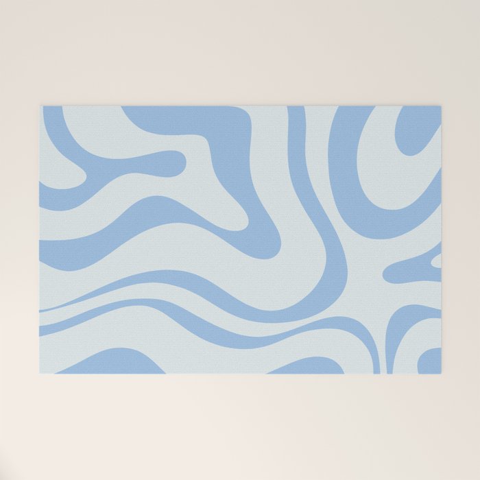 Soft Liquid Swirl Abstract Pattern Square In Powder Blue Welcome Mat