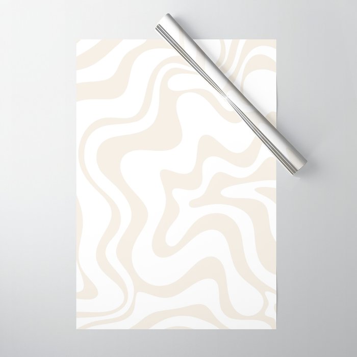 Liquid Swirl Abstract Pattern In Pale Beige And White Wrapping Paper