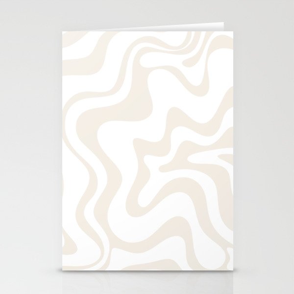 Liquid Swirl Abstract Pattern In Pale Beige And White Stationery Card