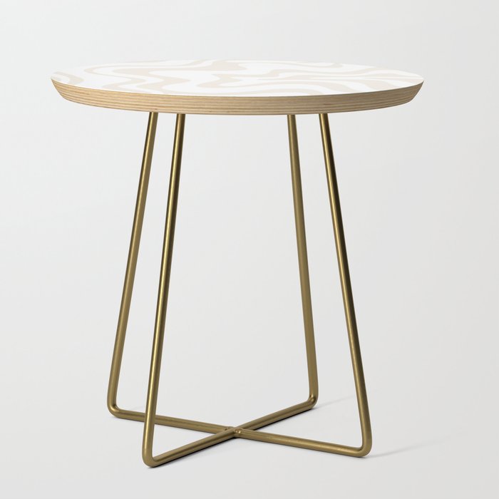 Liquid Swirl Abstract Pattern In Pale Beige And White Side Table