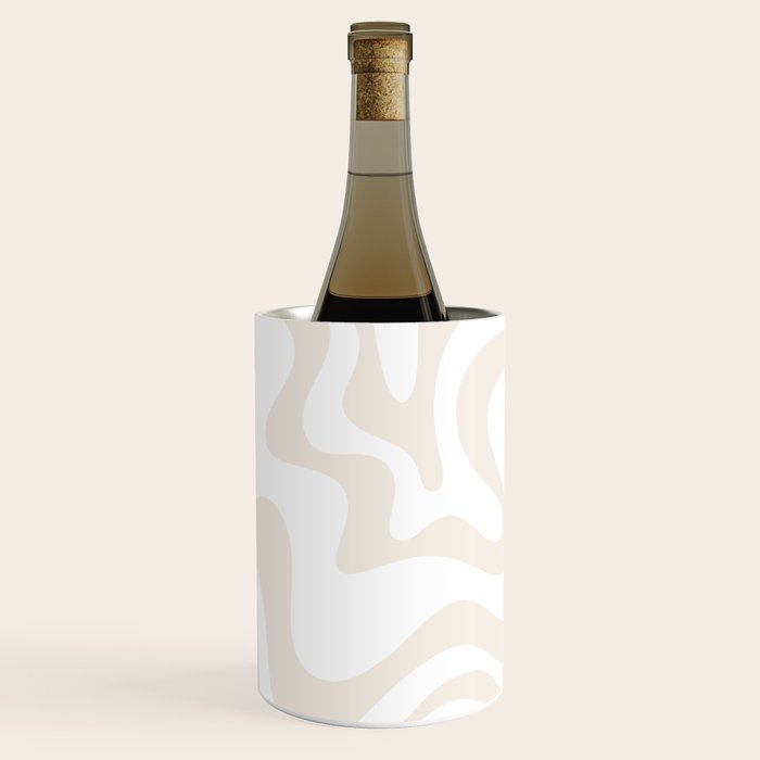 Liquid Swirl Abstract Pattern In Pale Beige And White Wine Chiller