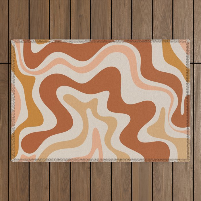 Liquid Swirl Abstract In Earth Tones Outdoor Rug