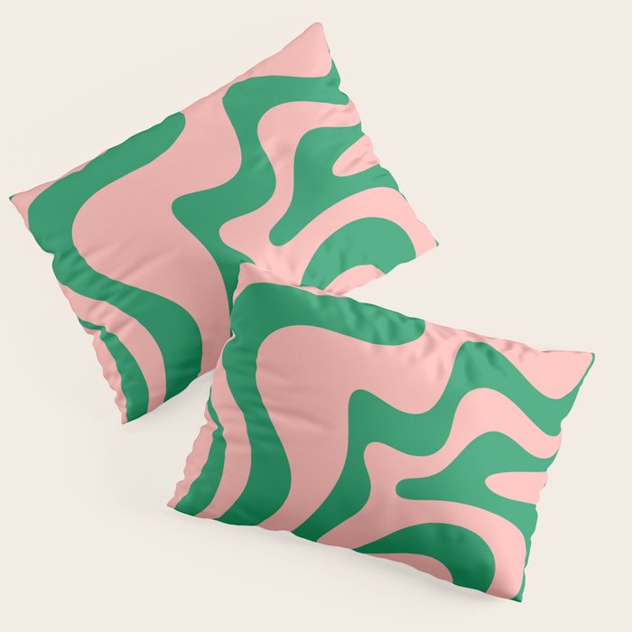 Liquid Swirl Retro Abstract Pattern In Pink And Bright Green Pillow Sham