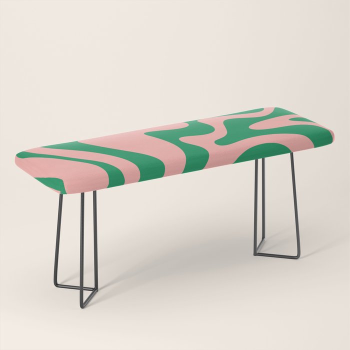 Liquid Swirl Retro Abstract Pattern In Pink And Bright Green Bench