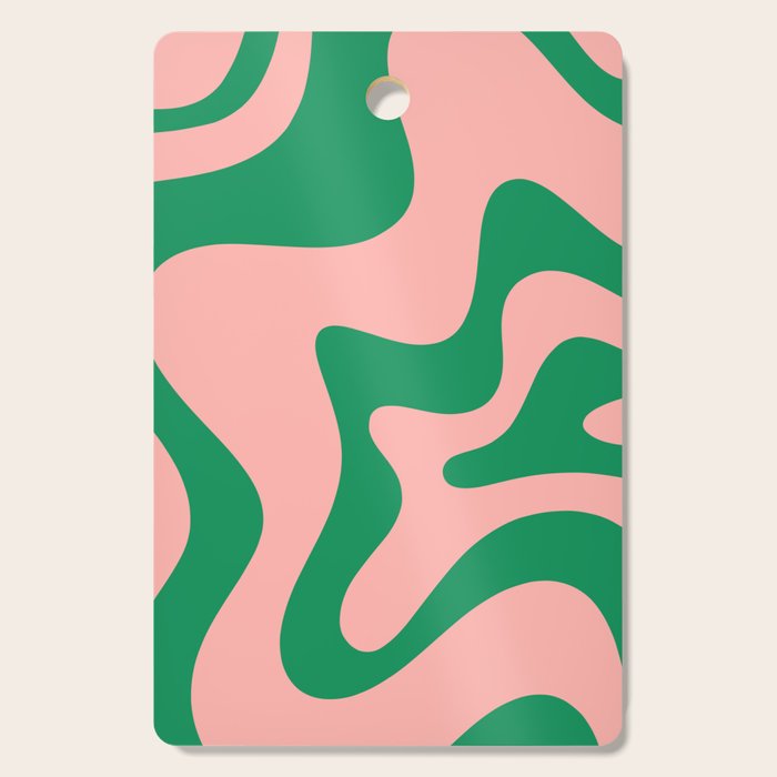 Liquid Swirl Retro Abstract Pattern In Pink And Bright Green Cutting Board