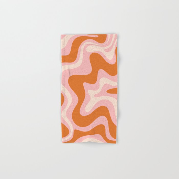 Liquid Swirl Retro Abstract Pattern In Pink Orange Cream Bath Towel