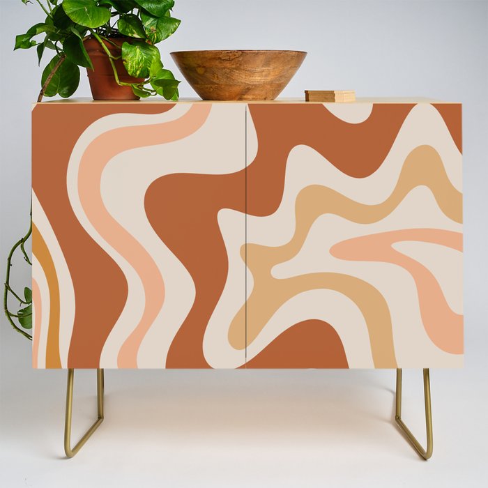 Liquid Swirl Abstract In Earth Tones Credenza