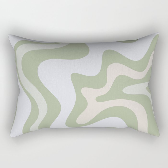 Liquid Swirl Contemporary Abstract Pattern In Light Sage Green Rectangular Pillow