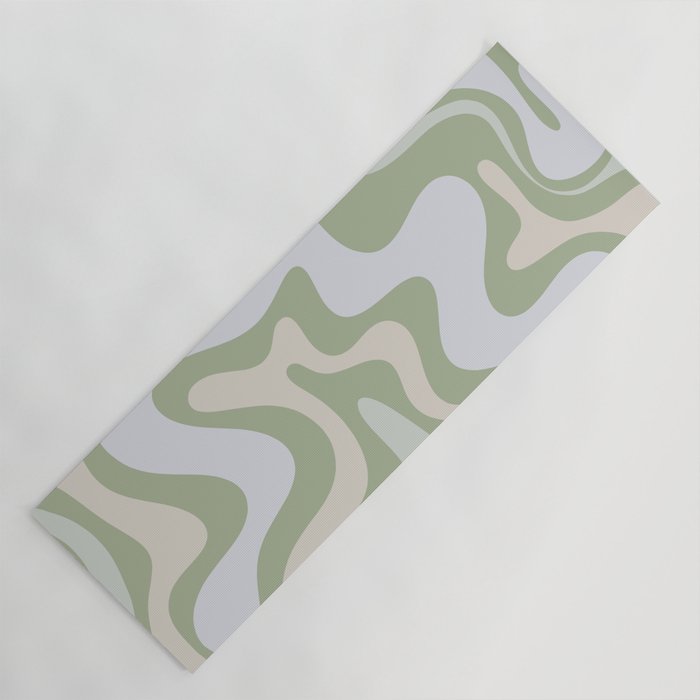 Liquid Swirl Contemporary Abstract Pattern In Light Sage Green Yoga Mat