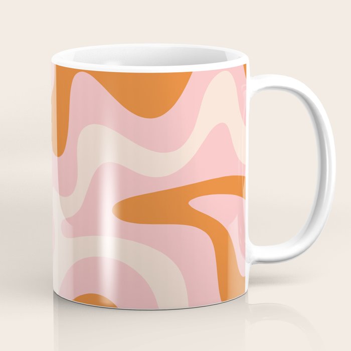 Liquid Swirl Retro Abstract Pattern In Pink Orange Cream Coffee Mug
