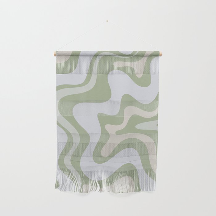 Liquid Swirl Contemporary Abstract Pattern In Light Sage Green Wall Hanging
