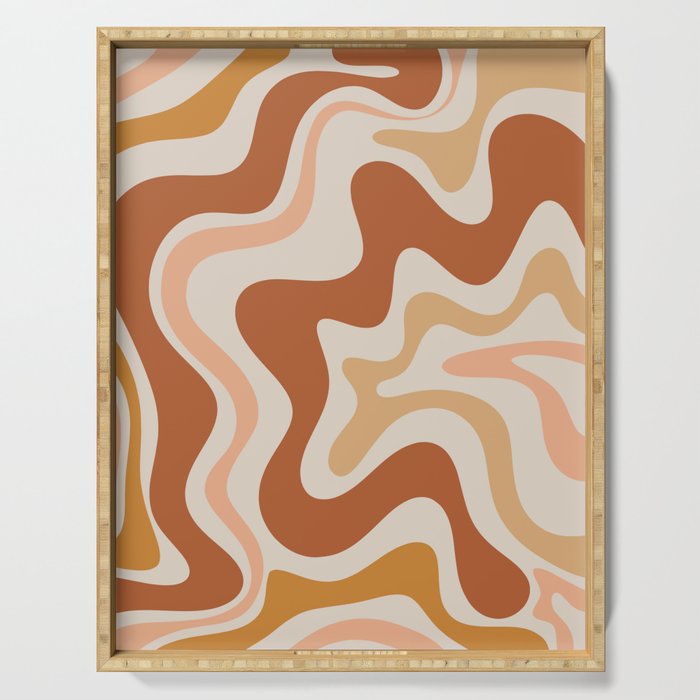 Liquid Swirl Abstract In Earth Tones Serving Tray