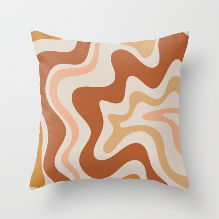 Liquid Swirl Abstract In Earth Tones Throw Pillow