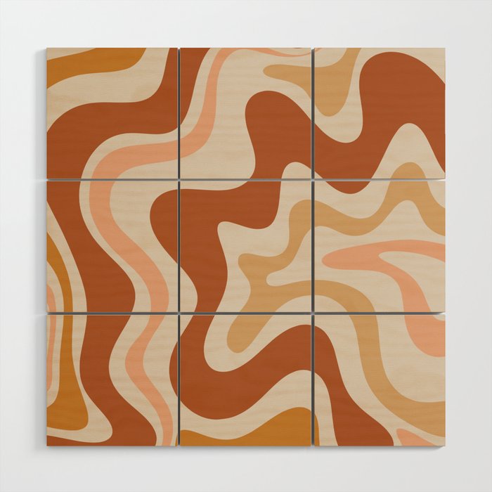 Liquid Swirl Abstract In Earth Tones Wood Wall Art