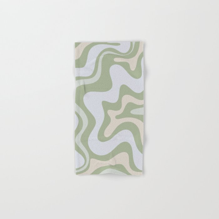 Liquid Swirl Contemporary Abstract Pattern In Light Sage Green Bath Towel