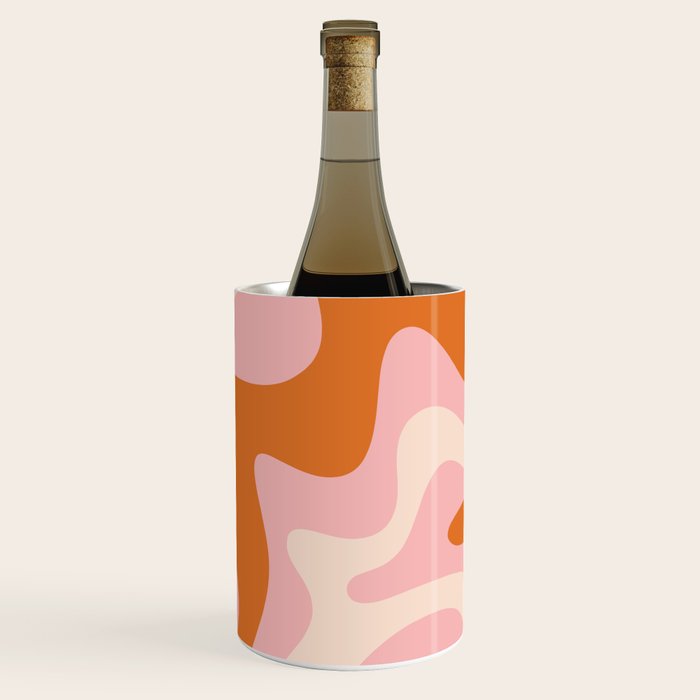 Liquid Swirl Retro Abstract Pattern In Pink Orange Cream Wine Chiller