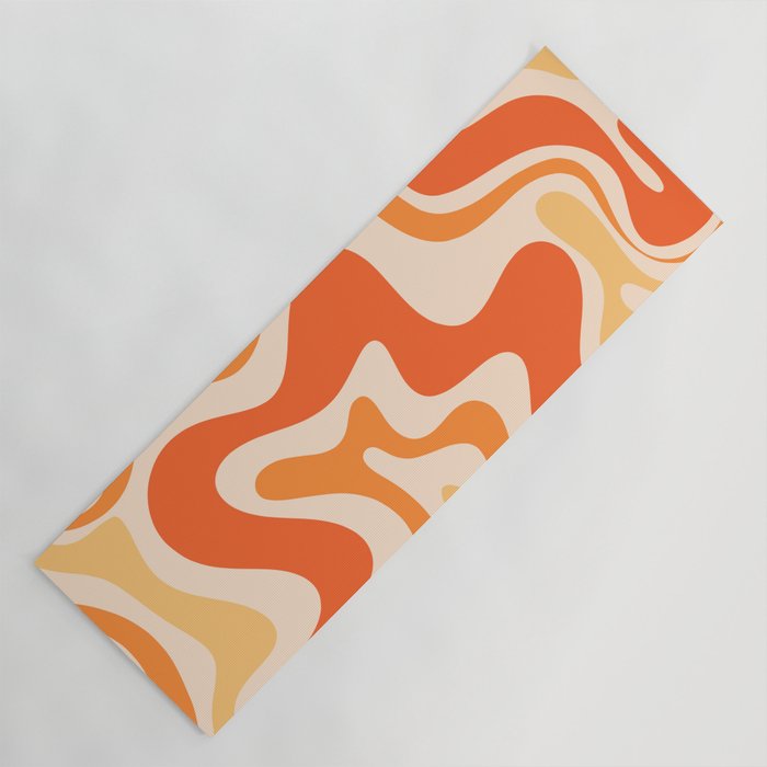 Tangerine Liquid Swirl Retro Abstract Pattern Yoga Mat