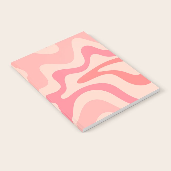 Retro Liquid Swirl Abstract In Soft Pink Notebook