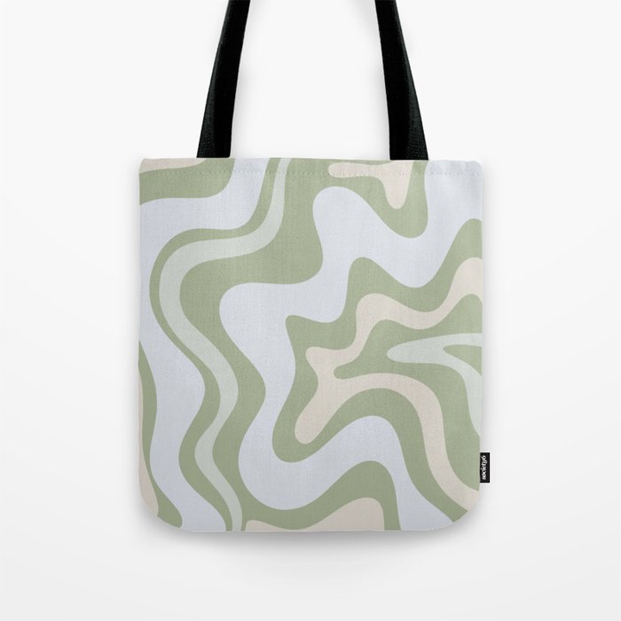 Liquid Swirl Contemporary Abstract Pattern In Light Sage Green Tote Bag