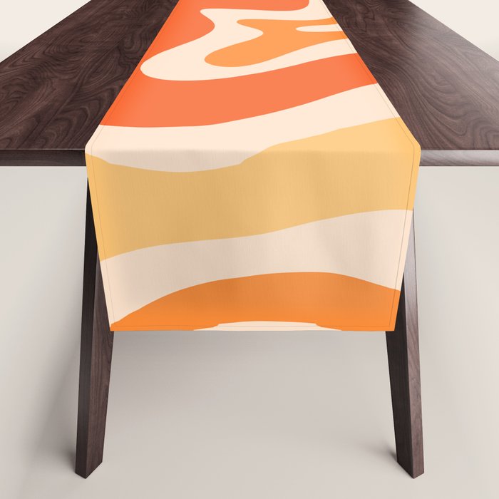 Tangerine Liquid Swirl Retro Abstract Pattern Table Runner