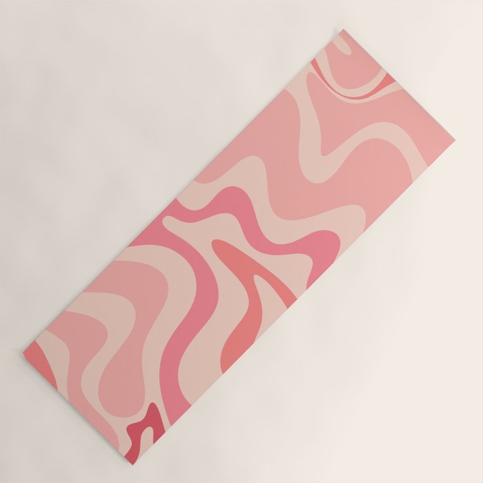 Retro Liquid Swirl Abstract In Soft Pink Yoga Mat