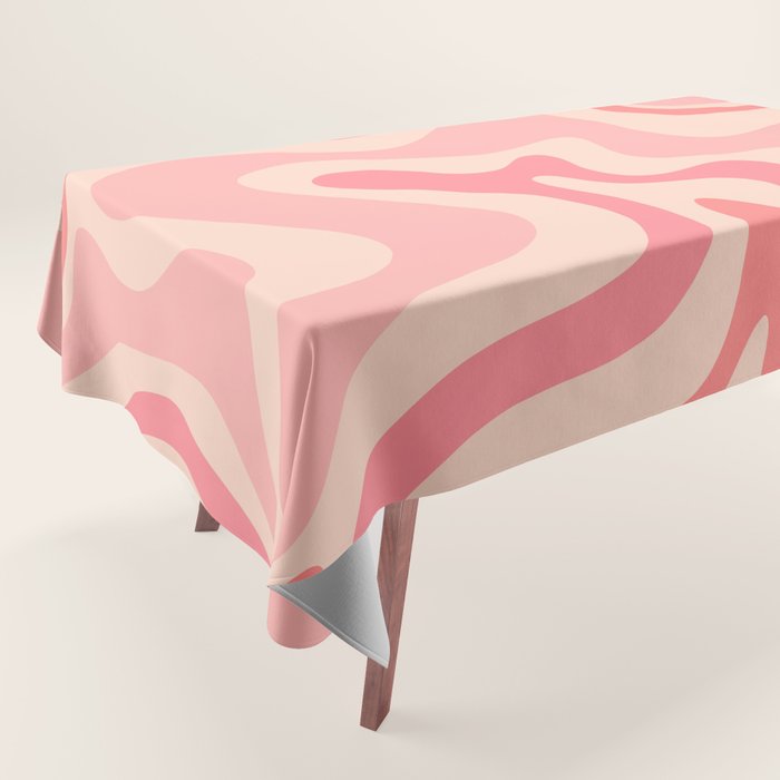 Retro Liquid Swirl Abstract In Soft Pink Tablecloth