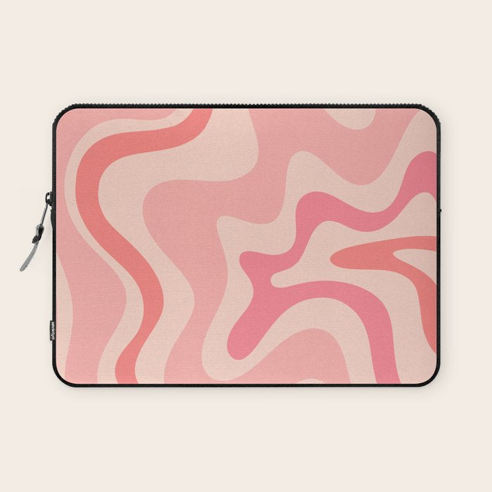 Retro Liquid Swirl Abstract In Soft Pink Laptop Sleeve