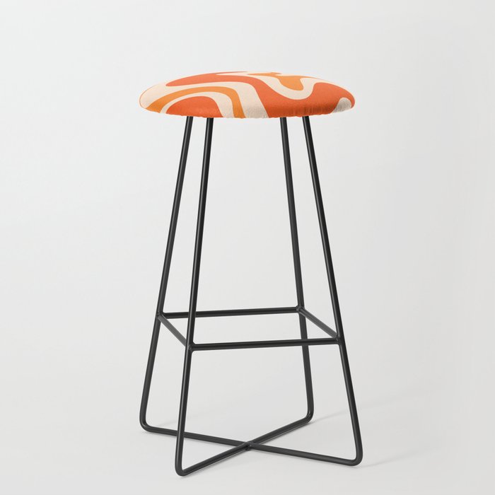 Tangerine Liquid Swirl Retro Abstract Pattern Stool