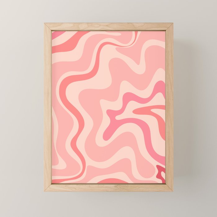 Retro Liquid Swirl Abstract In Soft Pink Mini Art Print