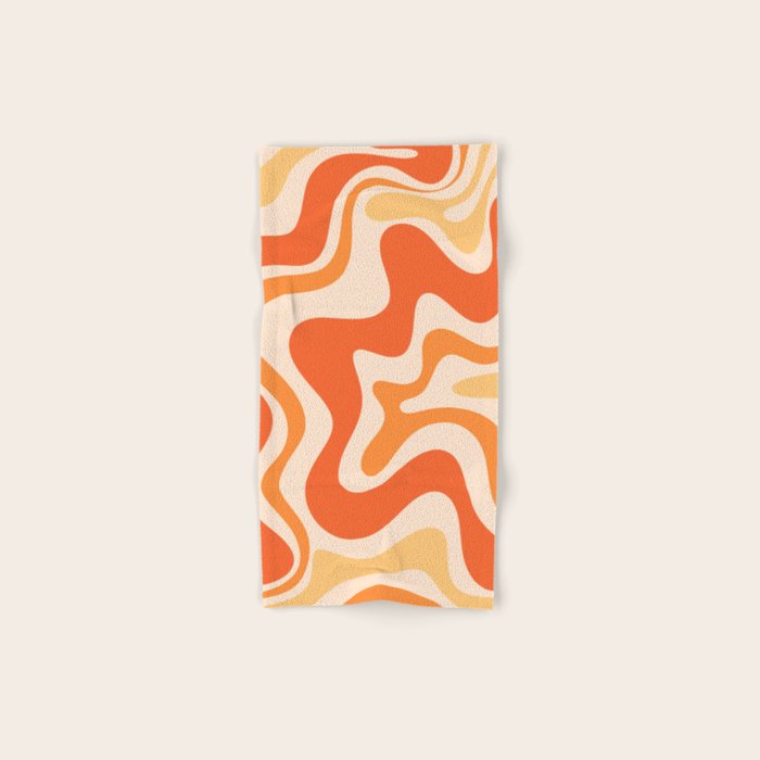 Tangerine Liquid Swirl Retro Abstract Pattern Bath Towel