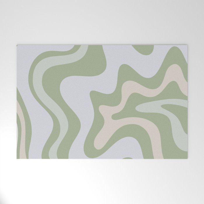 Liquid Swirl Contemporary Abstract Pattern In Light Sage Green Welcome Mat